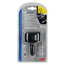 Adaptateur allume-cigare double avec fusible et LED